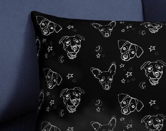 Pillow for Dog Lover, Black Accent Pillow, Dog Pattern, Dog Art, Throw Pillow, Accent Pillow, Dog Decor, Decorative Pillow, Dog Mom Gift