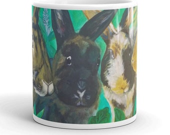 Rabbit Mug, Rabbit Lover Gift, Bunny, Ceramic Mug, Drinkware,