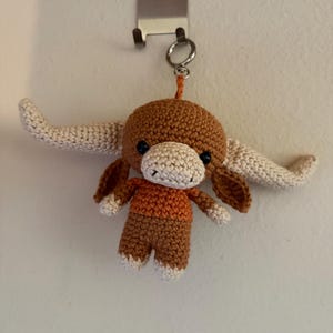 Handmade Bevo-Inspired Mini Plushie | 100% Cotton Texas Longhorn Purse Charm | Hook ‘Em Charm | Made in Texas | college graduation gift ut