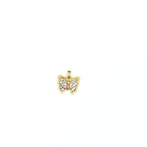 A100. Vintage shops Tri-Color Solid 14k Gold Butterfly Charm