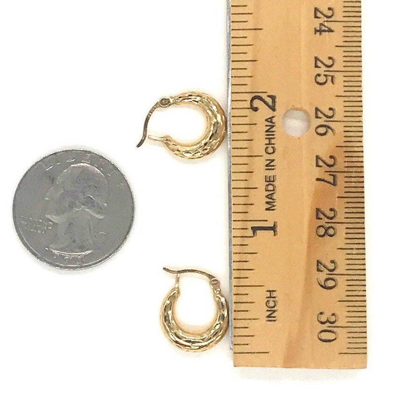 Vintage Solid 14k Gold Pounded Hoop Earrings Ez
