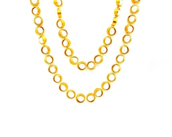 36 Inch Vintage Faux Pearl and Gold Tone Necklace