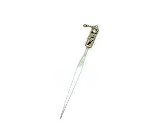 Fine Silver Dragon Hair Ornament - Vintage Filigree Hair Pin