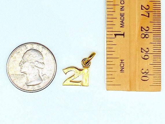 A33. Solid 18k Gold "21" Charm or Pendant - image 3