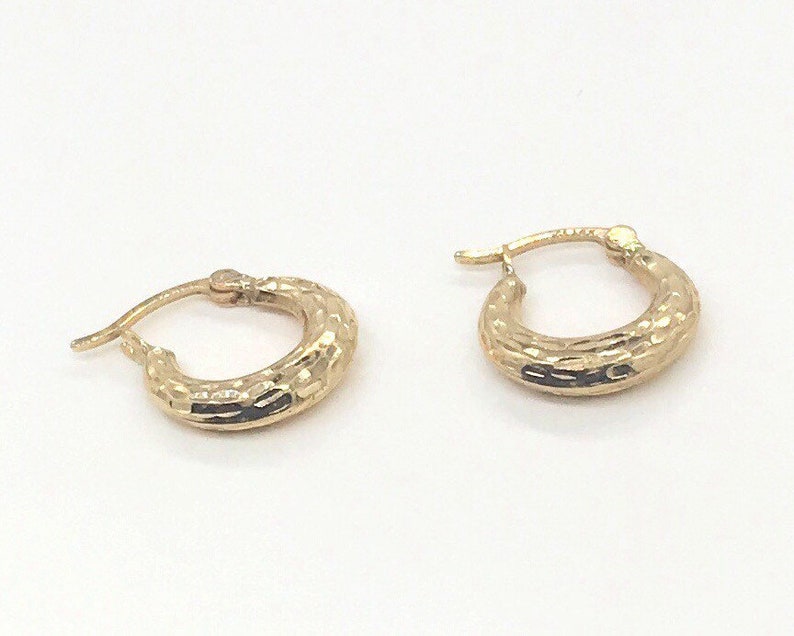 Vintage Solid 14k Gold Pounded Hoop Earrings Ez