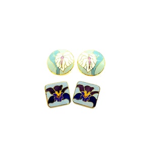 O51.  Vintage Laurel Burch Enamel Floral Design Earrings For Pierced Ears (Choice)