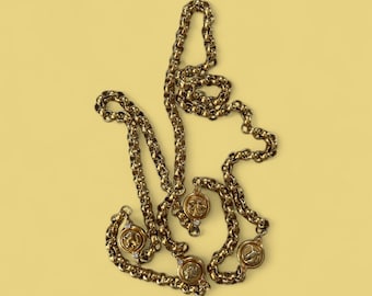 Vintage Italian Gold-Tone Medallion Chain Necklace – 36 Inches