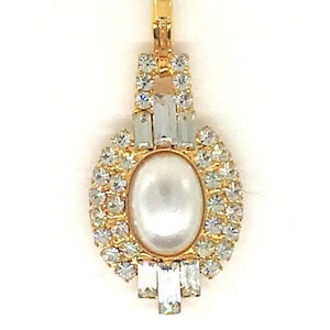 U5.  Vintage Gold ton Strass Anhänger mit Kunstperle Mitte