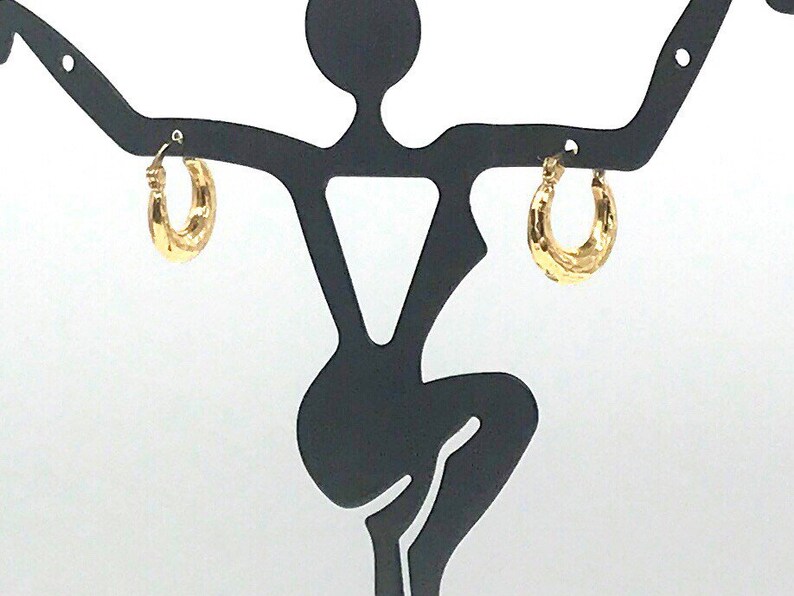 Vintage Solid 14k Gold Pounded Hoop Earrings Ez