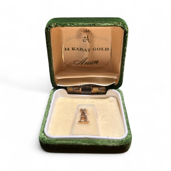Vintage Anson Solid 14k Letter "A" Tie Tack