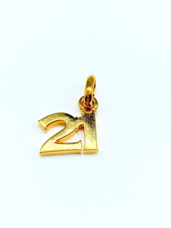 A33. Solid 18k Gold "21" Charm or Pendant - image 2