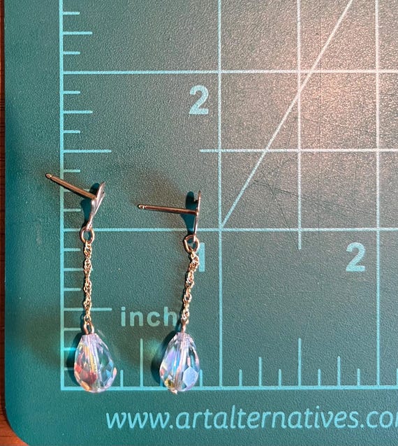 Solid 14k Dangle Earrings with Teardrop Faceted C… - image 8