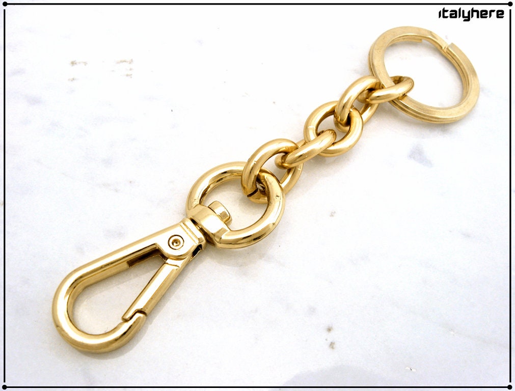 Schlüsselanhänger mit Kette und Karabiner, cm.11,5 verfügbar Gold oder  Silber
