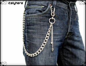 Chaîne De Pantalon Crâne Gothique/Punk - 60 Cm, 14 Têtes De Mort, Bronze - Pour Jeans, Portefeuille - Accessoire Homme/Femme