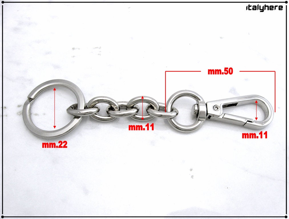 Schlüsselanhänger mit Kette und Karabiner, cm.11,5 verfügbar Gold oder  Silber
