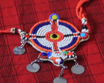 003 Charm necklace Maasai Masai jewellery jewelry authentic handmade fair trade charity African tribal Kenya big bright gift