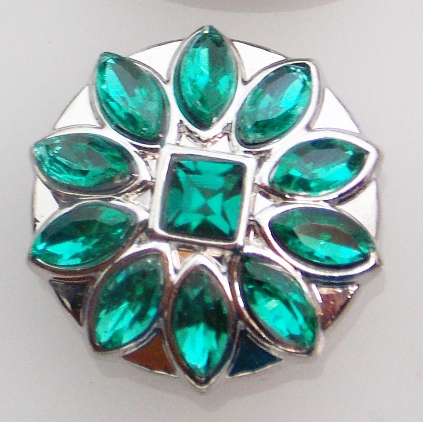 Fits Ginger Snap Ginger SNAPS Magnolia Vine Green Rhinestone JEWELRY 18mm Button