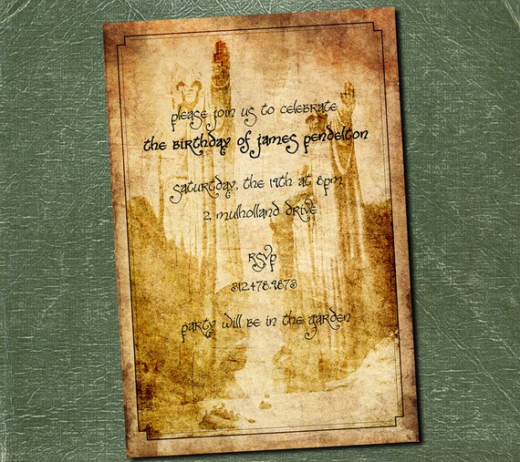 Invitation Anniversaire Pour Le Seigneur Des Anneaux Seigneur Etsy Invitation Anniversaire Pour Le Seigneur Des Anneaux Seigneur Etsy