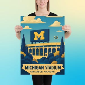 Stampa del poster dello stadio del Michigan (The Big House)