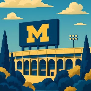 Michigan Stadium Digital Art Print | The Big House Ann Arbor | 13.25x20.25” High-Res PNG & JPG | Printable Poster