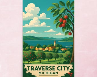 Traverse City Michigan Art Print – Vintage Travel Poster