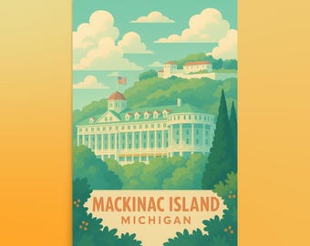 Mackinac Island Michigan Art Print – Vintage Travel Poster Style Wall Decor