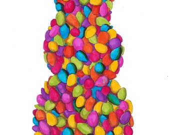 Marshmallow bunny peep egg illustration print