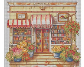 Book Store Counted Cross Stitch Pattern INSTANT DOWNLOAD