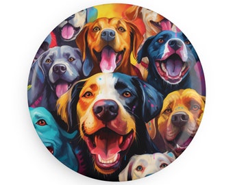 Dog Button Magnet, Round (1 & 10 pcs) dog lovers magnets, gift, fridge magnet,