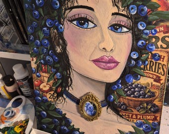 Lady Blueberry, wall art, feminine energy,