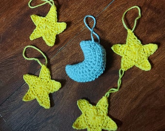 Moon and stars garland decorations | 5 Pc  hanging ornaments