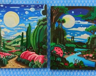 Mini coaster watermelon fantasy world paintings | watermelon art | desktop art/ collectors art original