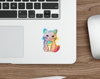 Bubblegum kitty sticker, holographic, vinyl sticker, cat, pink, icecream, kitty