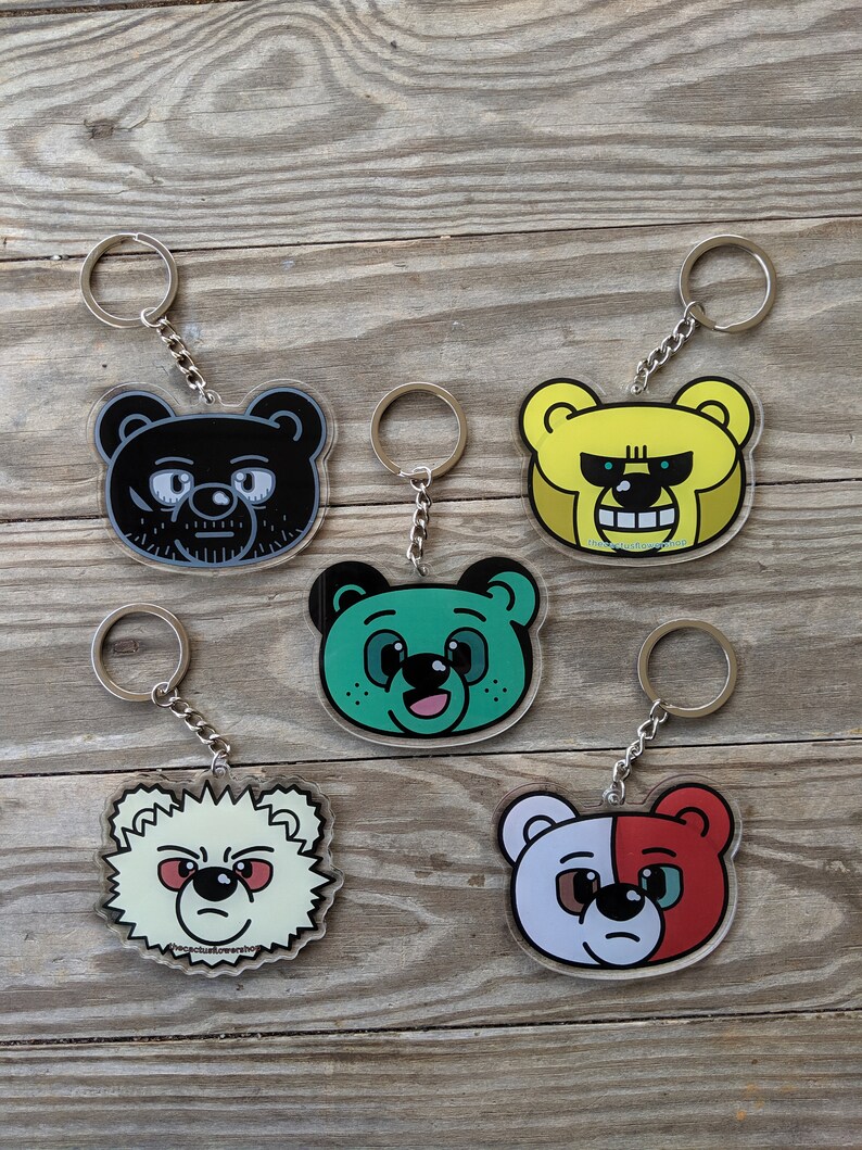 Smiling Hero Bear Acrylic Keychain