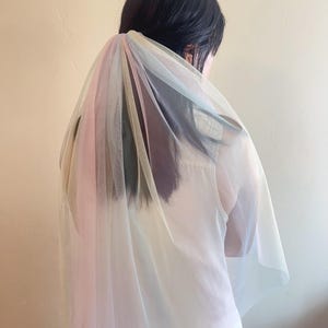 Unicorn bridal veil, Rainbow ombre veil, Unique bridal pink blue wedding veil, Wedding veil unique, Pastel ombre veil, Rainbow tulle veil