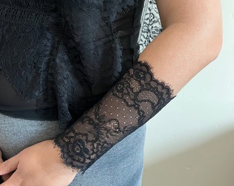 1piece black arm band stretch lace arm cuff cover scar tattoo wrist bracelet arm cuff  arm band wrist cuff sleeve extender lace arm warmers