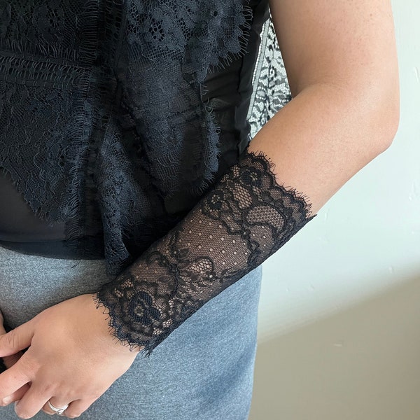 1piece black arm band stretch lace arm cuff cover scar tattoo wrist bracelet arm cuff  arm band wrist cuff sleeve extender lace arm warmers