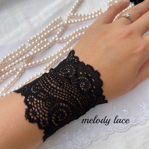 1 piece black arm band stretchy lace wedding lace arm cuff cover scar tattoo cover black lace bracelet sleeve extension lace arm warmer