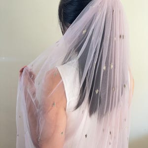 Embroidered sliver purple veil lavender  wedding veil Bridal veil Unique wedding veil