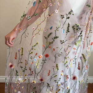 Embroidered Floral Tulle Bridal Cape: Boho Wedding Veil