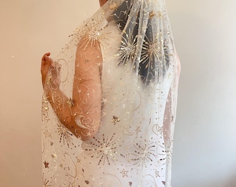 Sequin Star Bridal Veil: Champagne Gold Wedding Veil