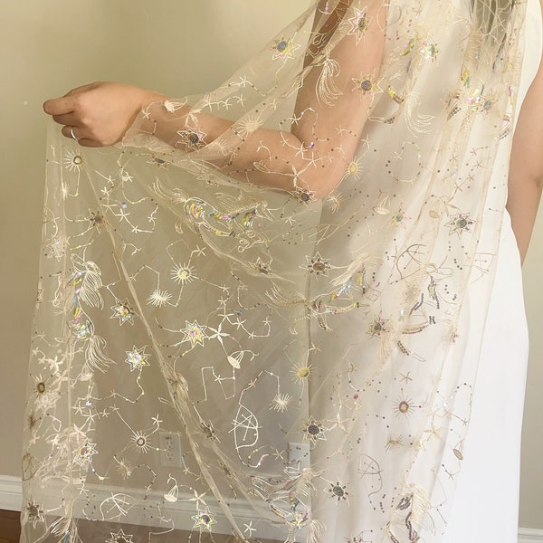 Wedding Veil Bright Sequin Veil star Glitter champagne Wedding Veil Stunning Star Sequin Veil Unique  veil Glam shinning horse bridal veil