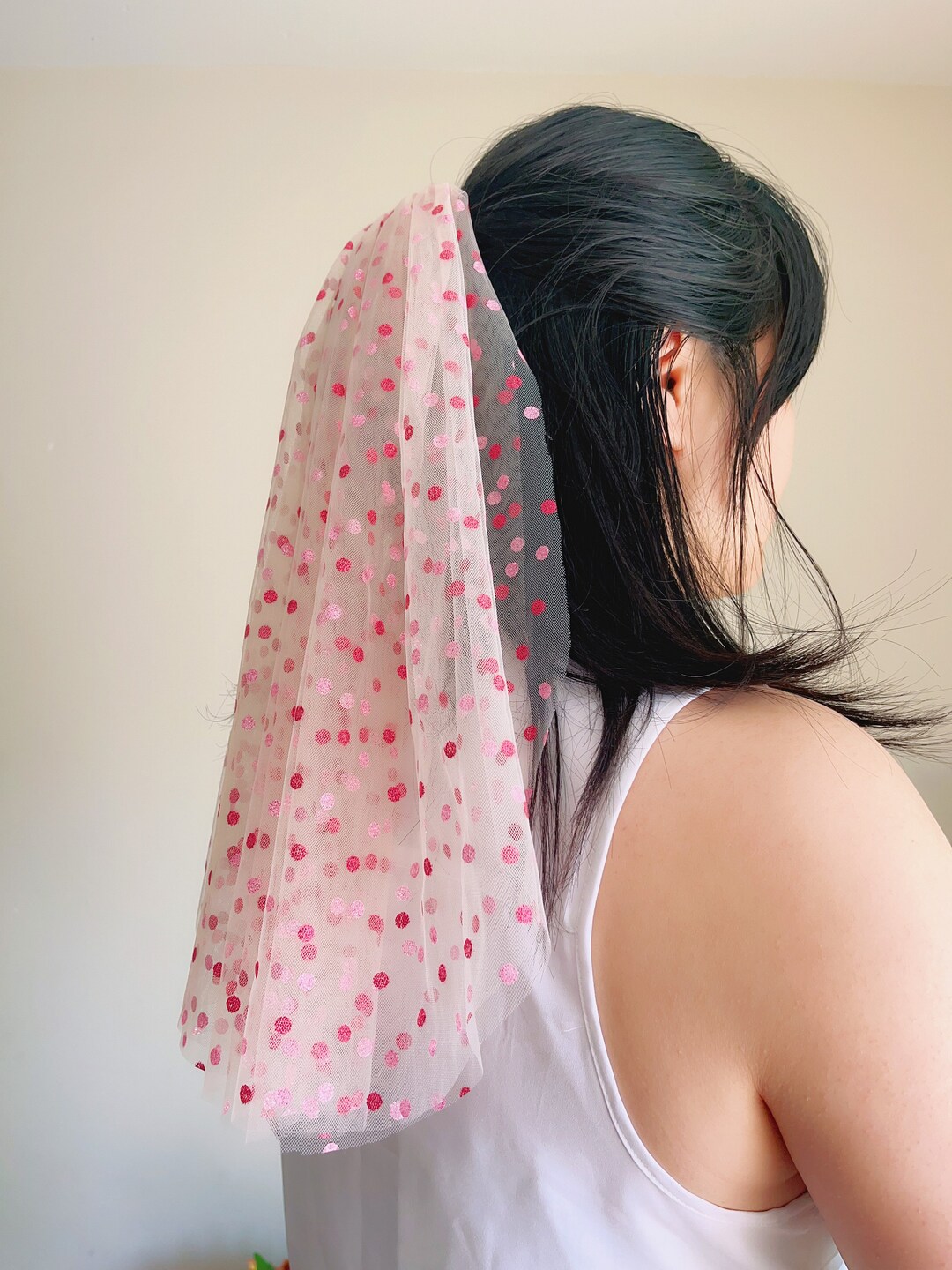 Rainbow Confetti Veil Pink or White Rainbow Polka Dots Etsy