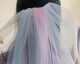 Unicorn bridal veil, Rainbow ombre veil, Unique bridal pink blue wedding veil, Wedding veil unique, Pastel ombre veil, Rainbow tulle veil