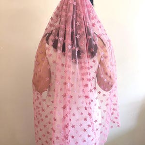 Hot Pink Tulle Star Veil: Bachelorette Party Bridal Shower Veil