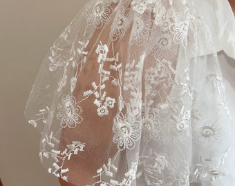 white flower bridal sleeves Detachable sleeves Flutter sleeves, Boho bride, Embroidered floral accessory, Bridal wedding dress sleeves