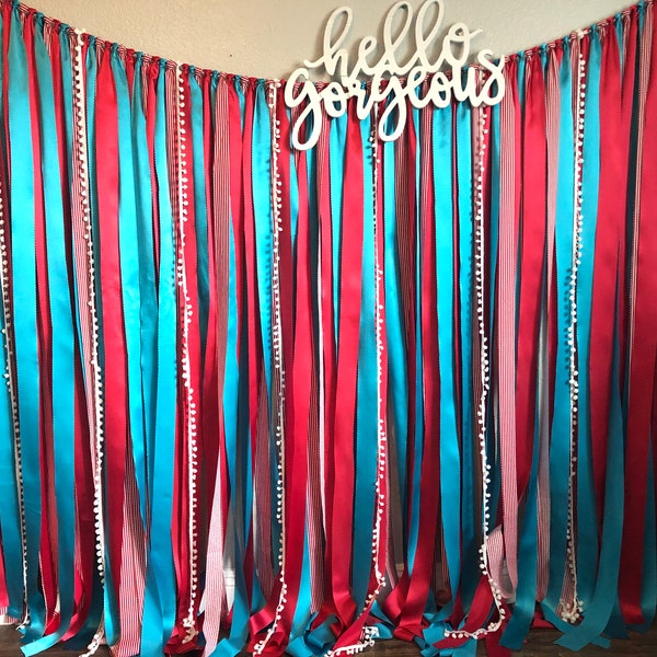 Cat in the Hat Party Decor, red and blue party, birthday banner, photo booth backdrop, dessert table decor