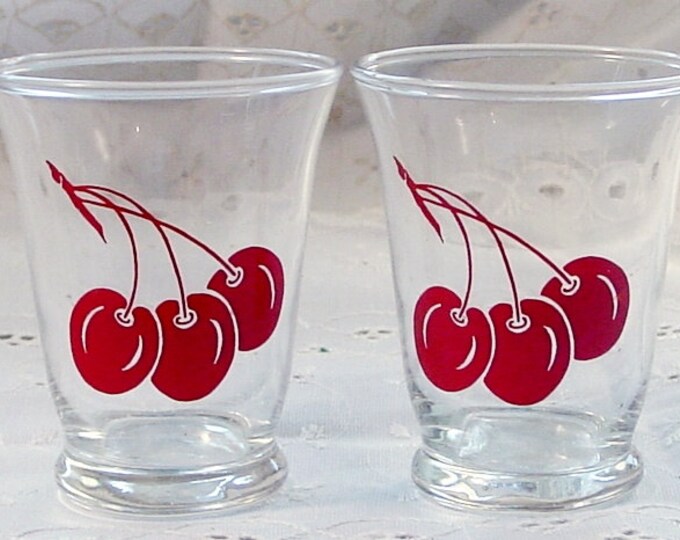 Vintage Cherry Juice Glasses Set of 4 Etsy