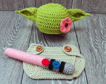 Yoda Star Wars Baby Costume, Star Wars Christmas idea, Star Wars Baby outfit, Yoda Baby Hat, Star Wars Yoda Outfit