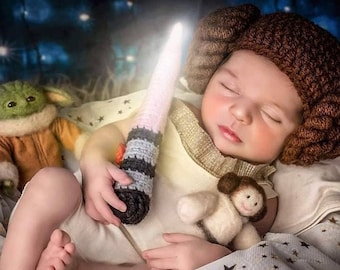 Sombrero y sable de luz de la Princesa Leia, regalo de Navidad, disfraz inspirado en Star Wars, Bebé Princesa Leia, Bebé Star Wars, Princesa Leia, Navidad